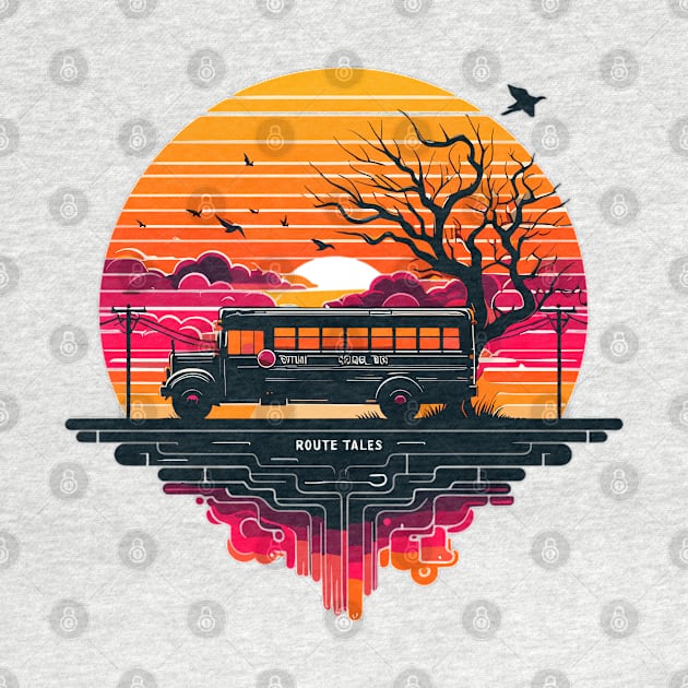 Silhouette Of A School Bus, Route Tales by Vehicles-Art